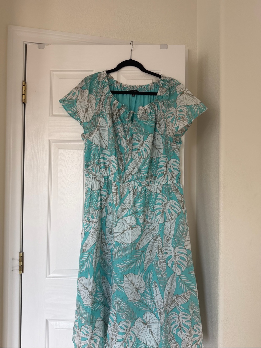 Turquoise Tropical Print Women’s Dress